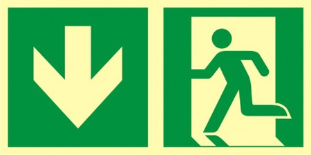 Znak kierunek do wyjścia ewakuacyjnego - w dół (lewostronny) (AE094) Signproject