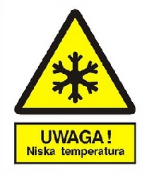 Znak Uwaga niska temperatura na płycie PCV (328)