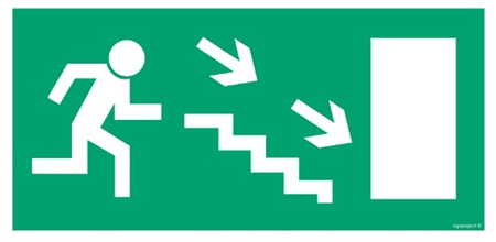 Znak kierunek do wyjścia drogi ewakuacyjnej schodami w dół w prawo (AC017) Signproject