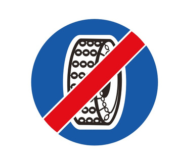 Znak nakazu METALOWY (C19) Koniec nakazu używania łańcuchów przeciwpoślizgowych