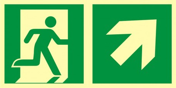 Znak kierunek do wyjścia ewakuacyjnego - w górę w prawo (AE096) Signproject