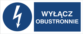 Znak Wyłącz obustronnie na płycie PCV (430-04b)