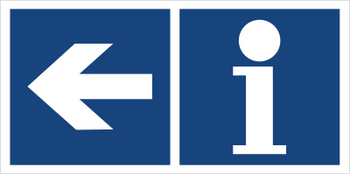 Znak informacja (kierunek w lewo) na płycie PCV (865-35)