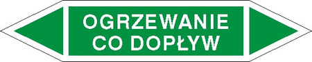 Tabliczka na rurociągi Ogrzewanie CO- dopływ znak na Folii Samoprzylepnej (R-W05)