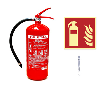 Zestaw praca, biuro, dom (gaśnica+znak+wieszak) - SILESIA