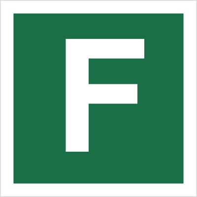 Znak stacja ewakuacyjna F na Folii Świecącej (120-28)