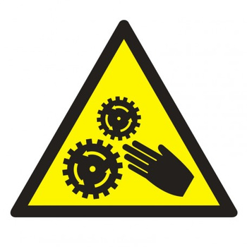 Znak Uwaga! Elementy ruchome na Folii Samoprzylepnej (GE015)