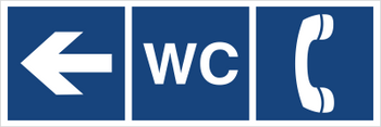 Znak WC telefon (kierunek w lewo) na płycie PCV (865-02)