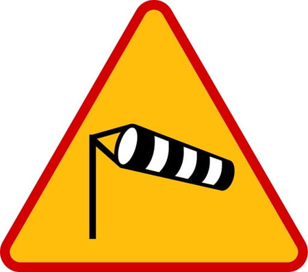 Znak ostrzegawczy METALOWY Boczny wiatr (A19)