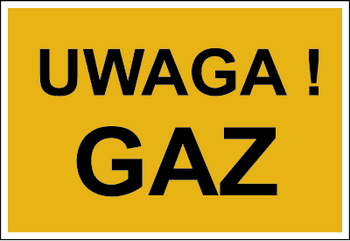 Znak uwaga gaz na płycie PCV (828-09)