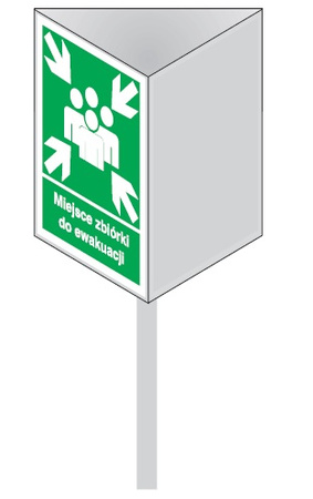 Znak przestrzenny miejsce zbiórki do ewakuacji różne wymiary (W-09) (bez słupka)