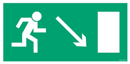 Znak kierunek do wyjścia drogi ewakuacyjnej w dół w prawo (AC013) Signproject