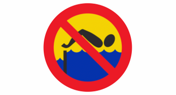 Znak metalowy kąpiel zabroniona - spiętrzenie wody 40cm – odblaskowy