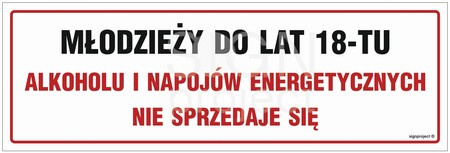 Znak Młodzieży do lat 18-tu alkoholu i napojów energetycznych nie sprzedaje się na Folii Samoprzylepnej (NC143)