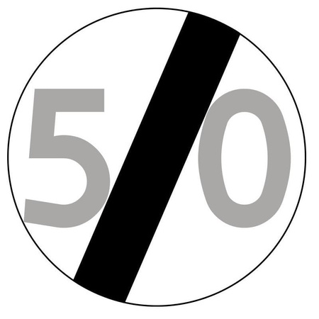 Znak zakazu METALOWY (B34) Koniec ograniczenia prędkości 50 km/h