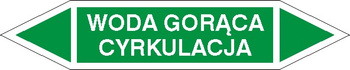 Tabliczka na rurociągi Woda gorąca cyrkulacja znak na Folii Samoprzylepnej (R-W18)