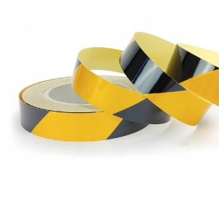 Taśma odblaskowa żółto czarna 25mm/5m