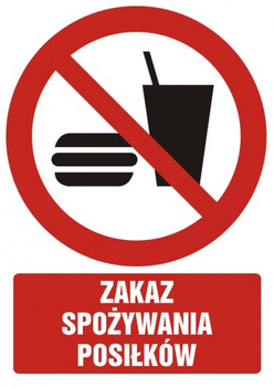Znak zakaz spożywania posiłków na płycie PCV (GC036)