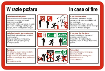 Znak Instrukcja postępowania w razie pożaru (222 XK-03)