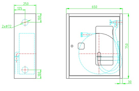 Hydrant wewnętrzny 25H-750-B.20 z wężem półsztywnym - ZAWIESZANY BOXMET LTD