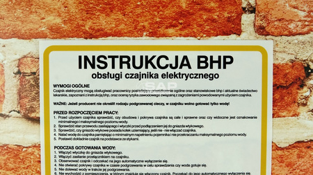 Instrukcja BHP przy obsłudze czajnika elektrycznego (422 XO-200)