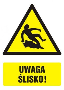 Znak Uwaga! Ślisko na płycie PCV (GF022)