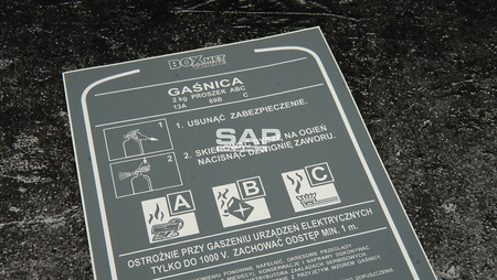 Etykieta serwisowa oryginalna do gaśnicy proszkowej GP2x ABC Boxmet