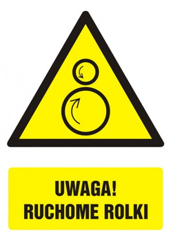 Znak Uwaga! Ruchome rolki na Folii Samoprzylepnej (GF062)