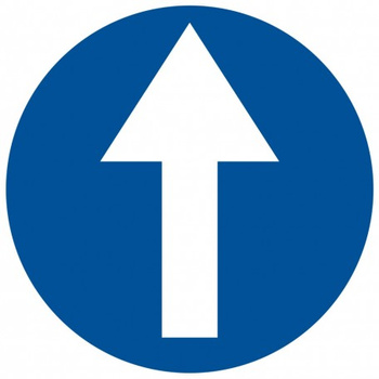 Znak Nakaz jazdy prosto przez skrzyżowanie na płycie PCV (SA019)