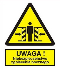 Znak uwaga niebezpieczeństwo zgniecenia bocznego na płycie PCV (339)