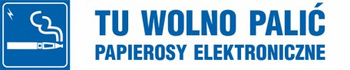 Znak Tu wolno palić papierosy elektroniczne na płycie PCV (NE029)