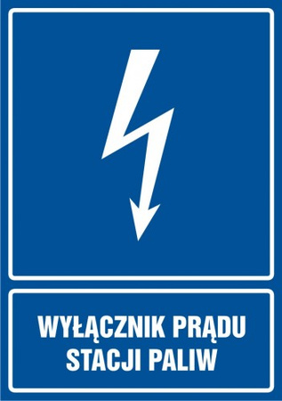 Znak Wyłącznik prądu stacji paliw na płycie PCV (HG020)
