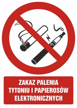 Znak Zakaz palenia tytoniu i papierosów elektronicznych na Folii Samoprzylepnej (GC071)