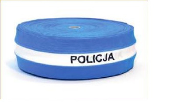 Taśma ostrzegawcza parciana poliestrowa niebieska policja 80mm/100m
