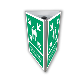 Miejsce zbiórki do ewakuacji, wzmocniony, świecący + słupek (3D przestrzenny)