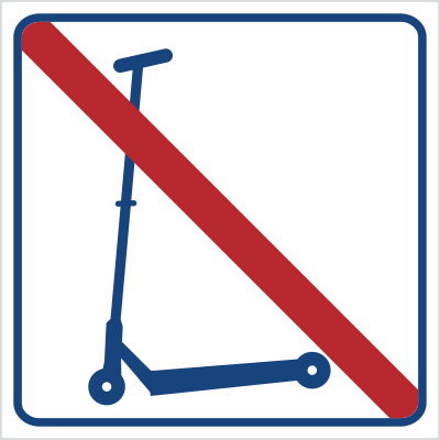 Znak zakaz jazdy na hulajnodze (823-21)