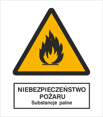 Znak niebezpieczeństwo pożaru - substancje palne na Folii Samoprzylepnej (214-01)