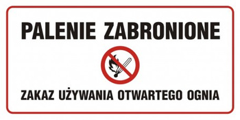 Znak Palenie zabronione- zakaz używania otwartego ognia na płycie PCV (NE004)