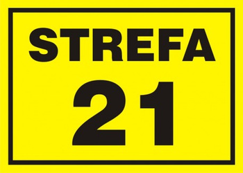 Znak 21 strefa zagrożenia wybuchem na płycie PCV (NB007)