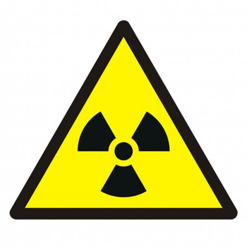 Znak ostrzeżenie przed materiałem radioaktywnym lub promieniowaniem  jonizującym na płycie PCV (GDW003)