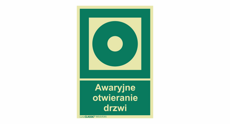 Znak Awaryjne otwieranie drzwi na Płycie Świecącej  (E201) Bold