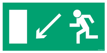 Znak kierunek do wyjścia drogi ewakuacyjnej w dół w lewo (AC014) Signproject