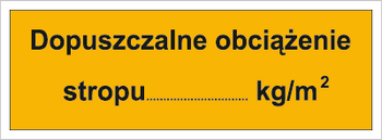 Znak dopuszczalne obciążenie stropu na płycie HIPS (853)