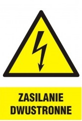 Znak Zasilanie dwustronne na Folii Samoprzylepnej (HA017)