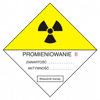 Znak ostrzegawczy do oznakowania przesyłek transportowych kategorii II na Folii Samoprzylepnej (KA004)