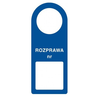 Zawieszka - Rozprawa nr na płycie PCV (TC008)
