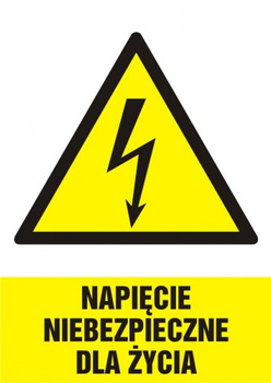 Znak Napięcie niebezpieczne dla życia na Folii Samoprzylepnej (HA002)