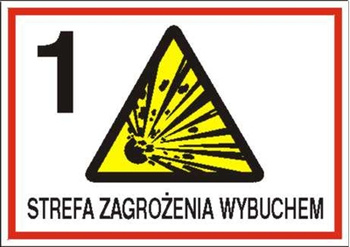 Znak 1 strefa zagrożenia wybuchem na płycie PCV (827-05)