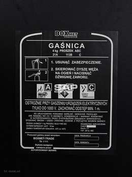 Etykieta serwisowa oryginalna do gaśnicy proszkowej GP4x ABC Boxmet