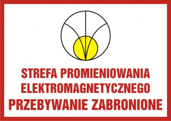 Znak Strefa promieniowania elektromagnetycznego. Przebywanie zabronione na płycie PCV (KC006)